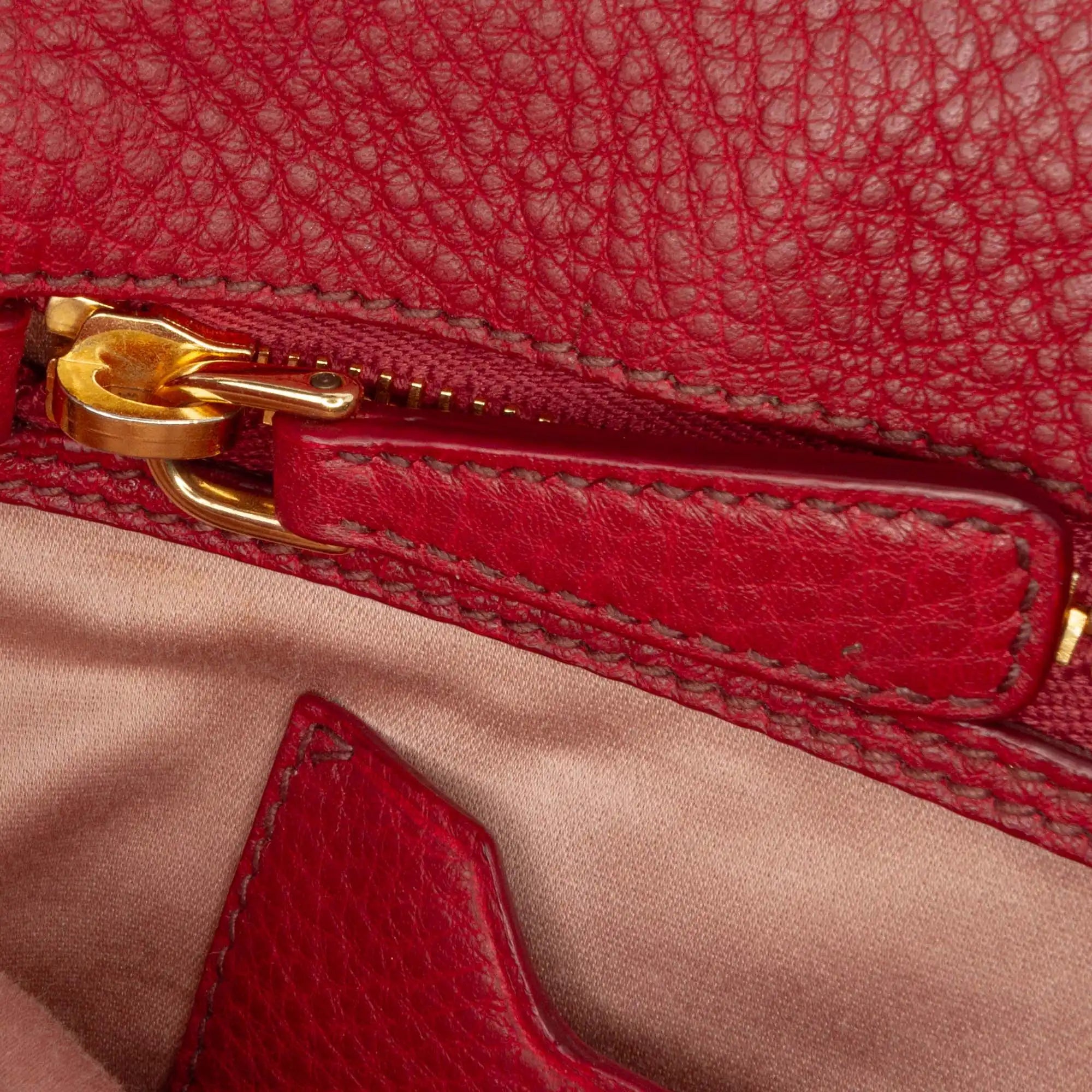 Miu Miu Madras Handbag Red Leather