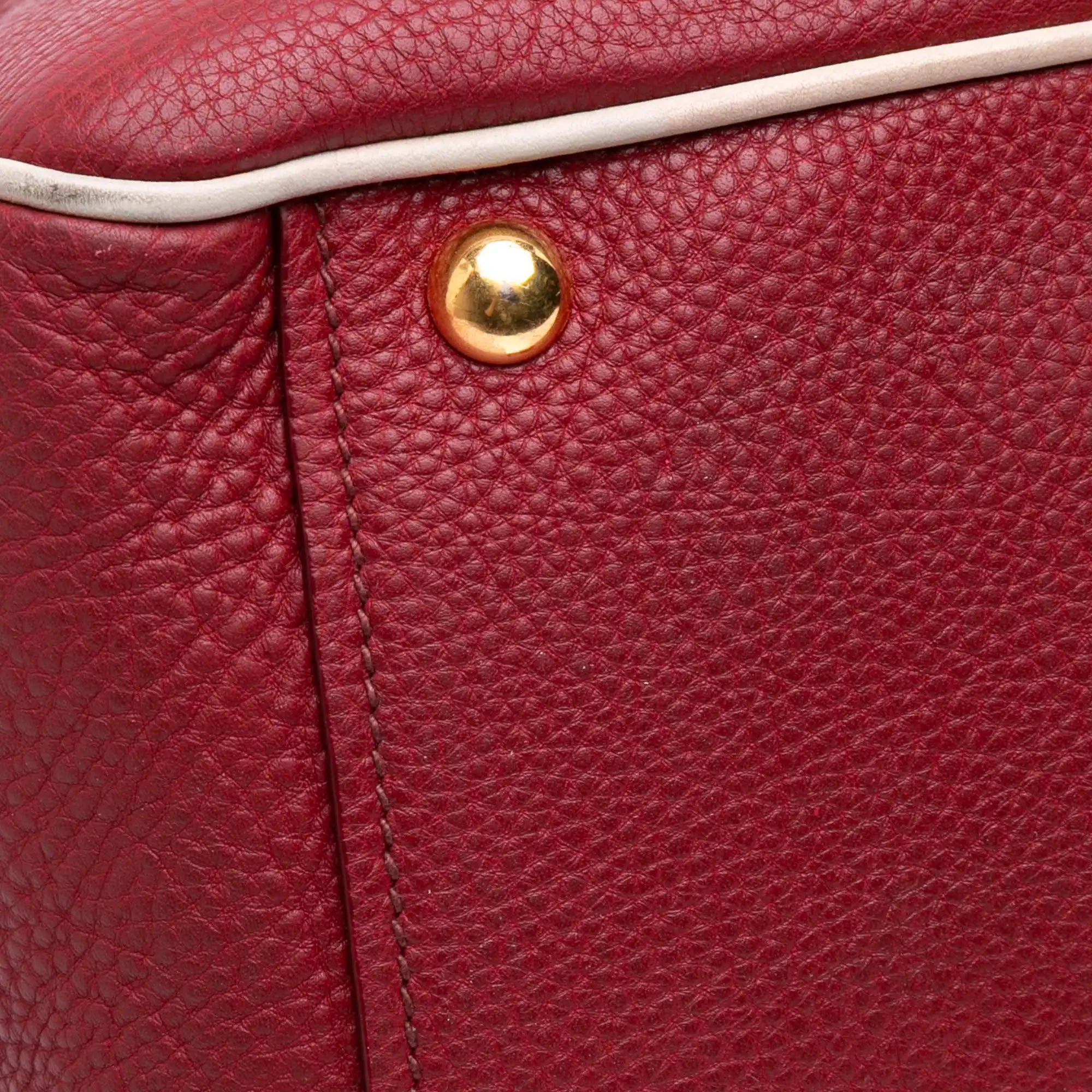 Miu Miu Madras Handbag Red Leather
