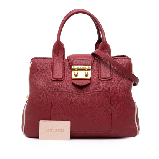 Miu Miu Madras Sac à main Cuir Rouge