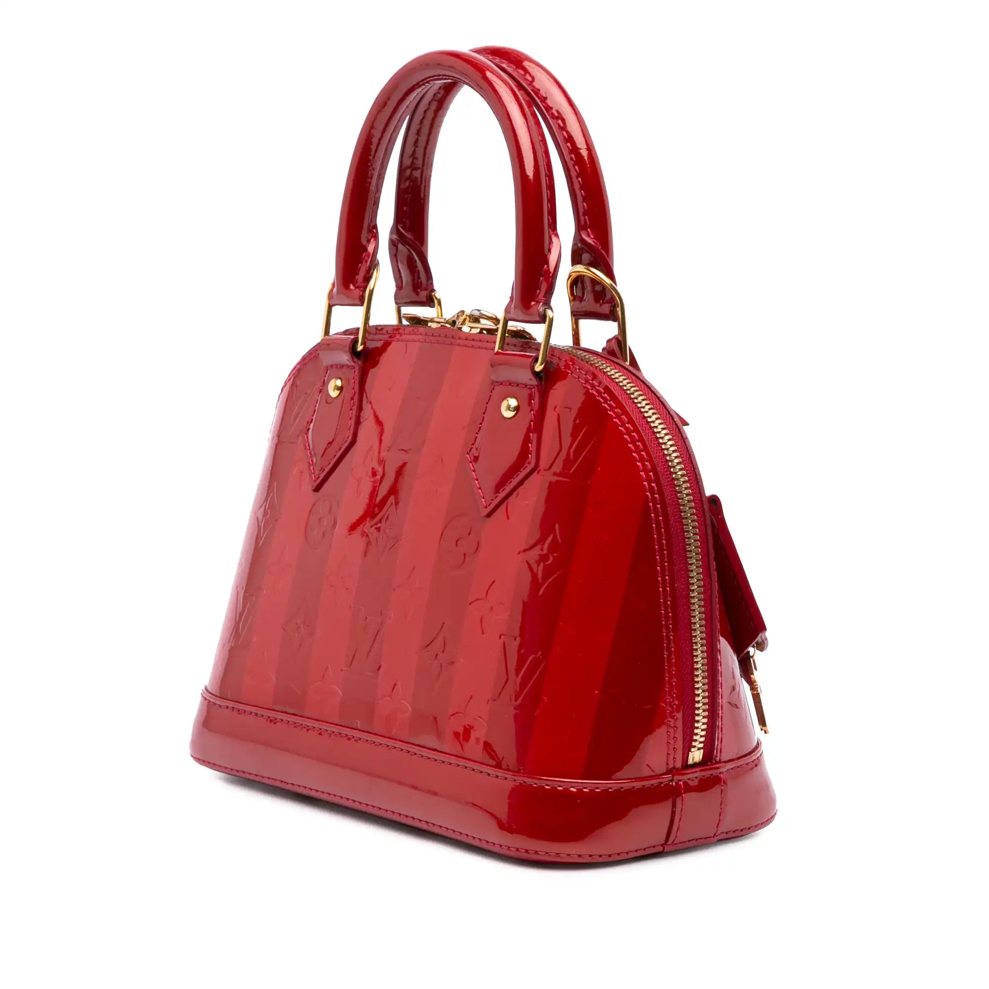 Louis Vuitton Alma BB Red Monogram Vernis Rayures