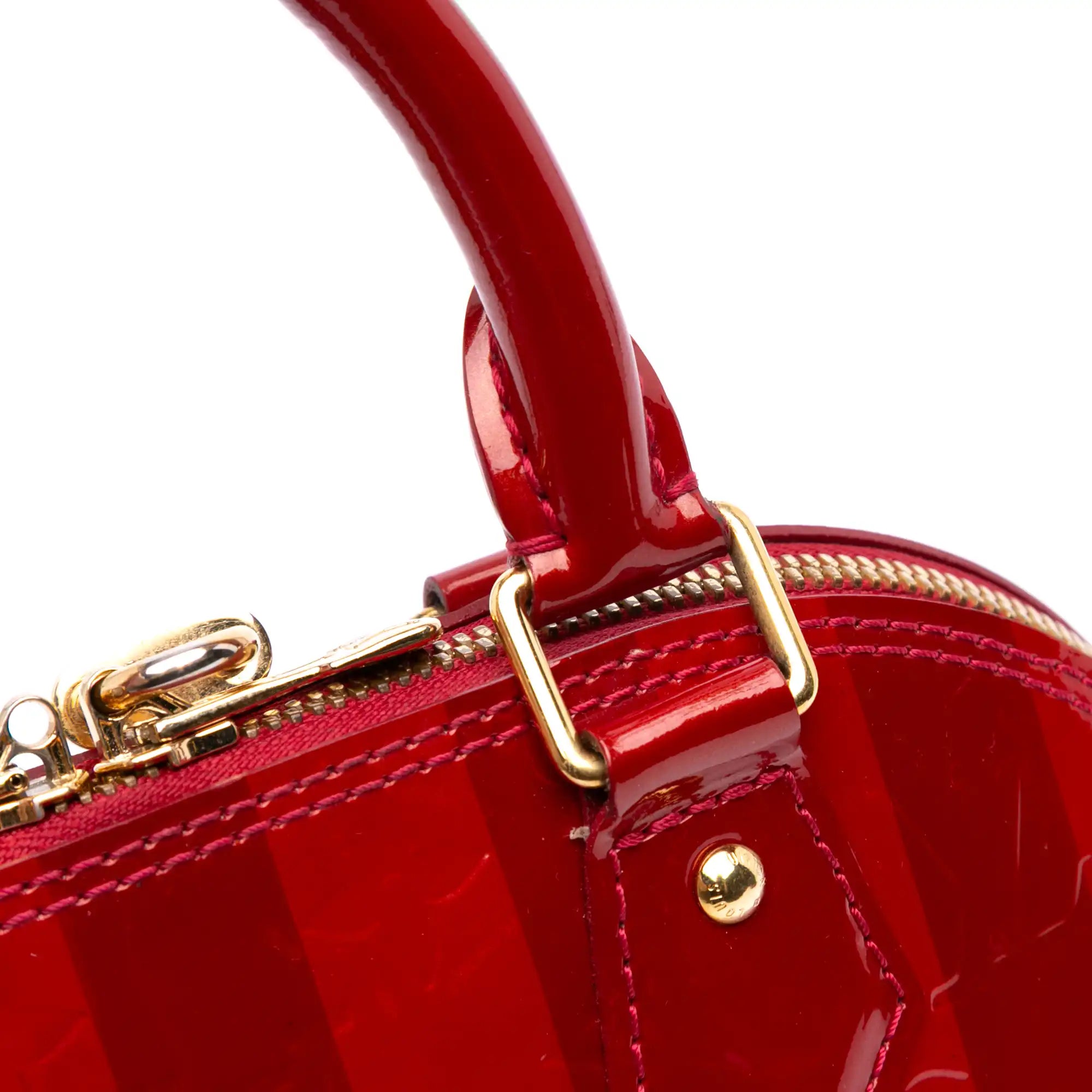 Louis Vuitton Alma BB Red Monogram Vernis Rayures
