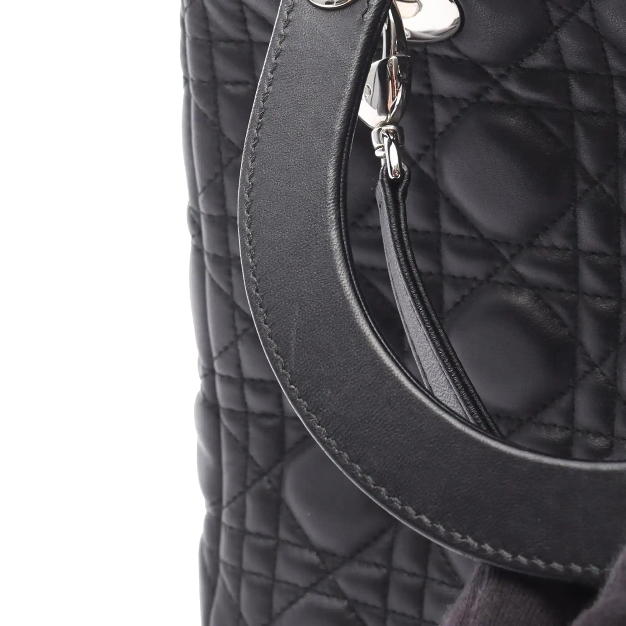 Dior Lady Dior Medium Black Cannage Lagbskin Silver