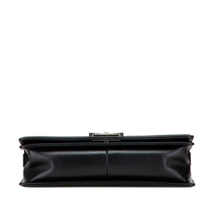 Chanel Boy Flap Medium Black Chevron Calfskin Ruthenium