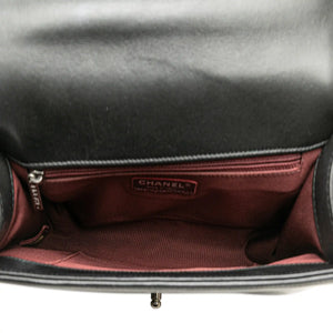 Chanel Boy Flap Medium Black Chevron Calfskin Ruthenium