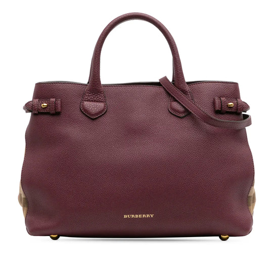 Burberry Banner Burgundy Medium House Check Leather