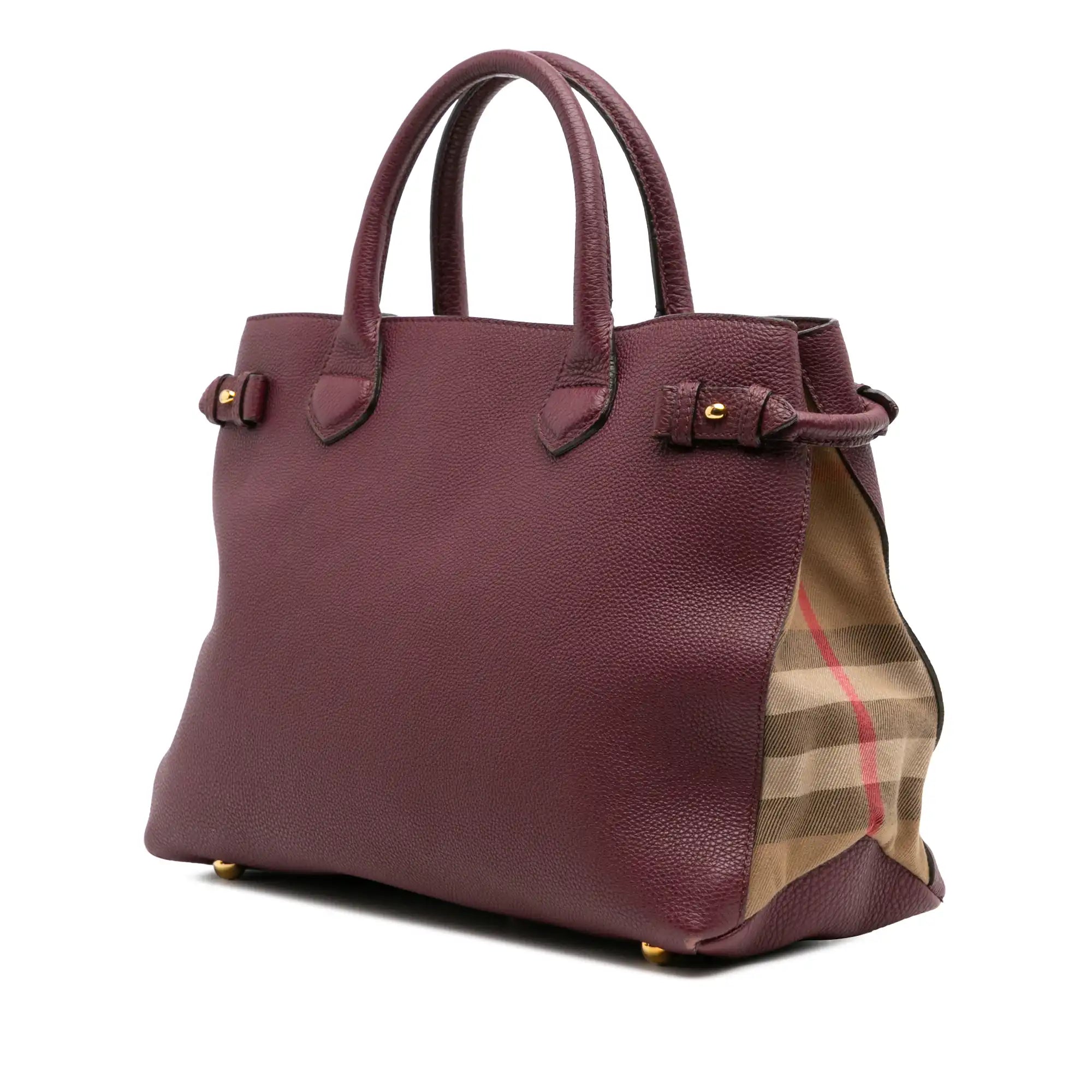 Burberry Banner Burgundy Medium House Check Leather