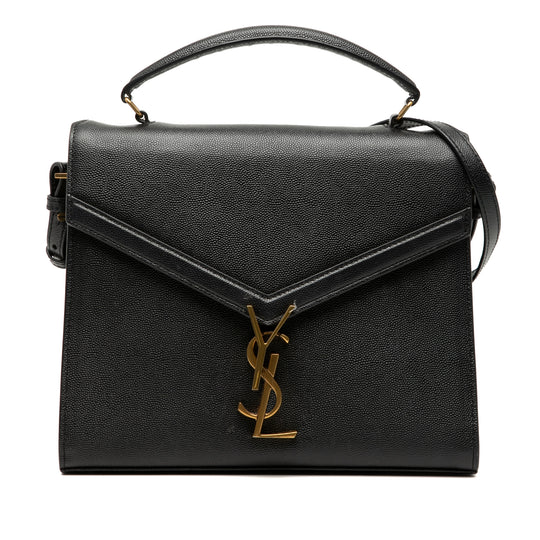 Saint Laurent Cassandra Top Handle Medium Black Calfskin