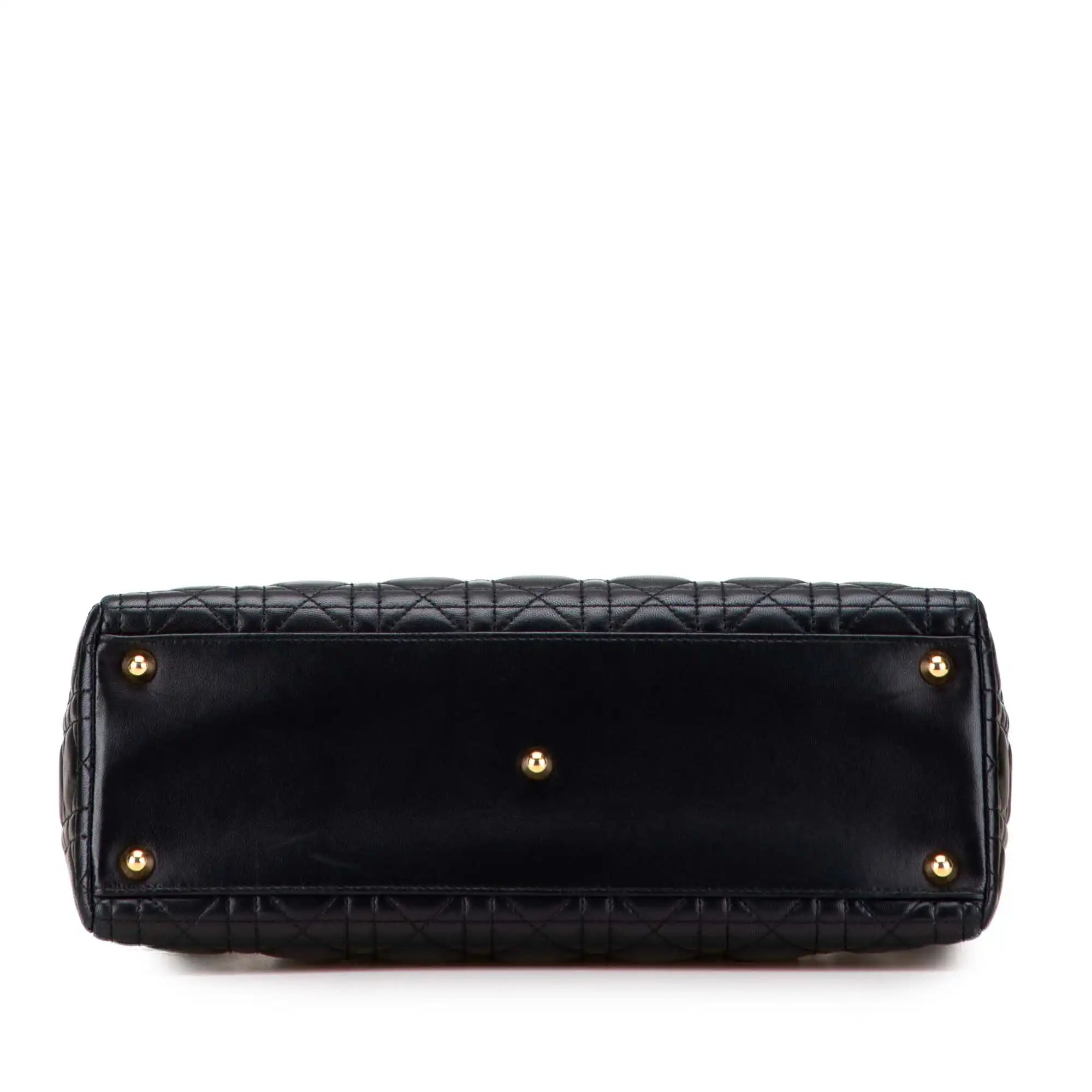 Dior Lady Dior Large Black Cannage Lambskin Gold