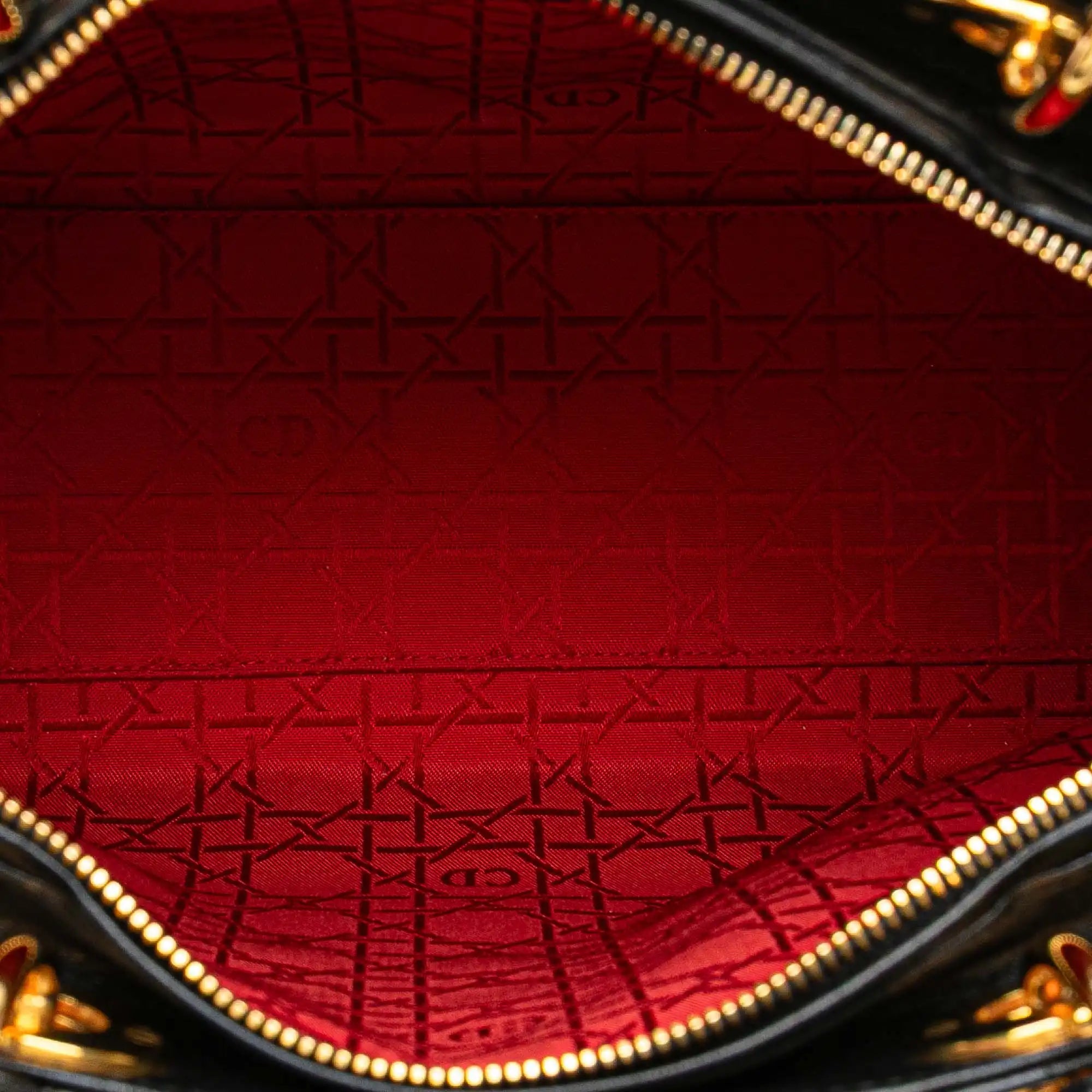 Dior Lady Dior Large Black Cannage Lambskin Gold