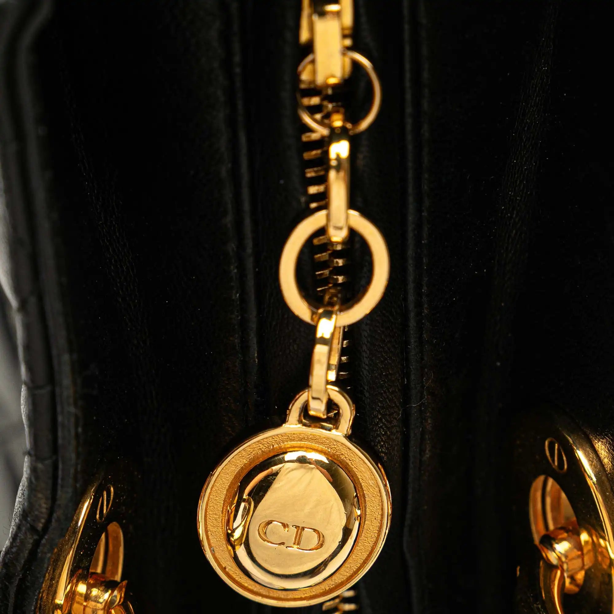 Dior Lady Dior Large Black Cannage Lambskin Gold