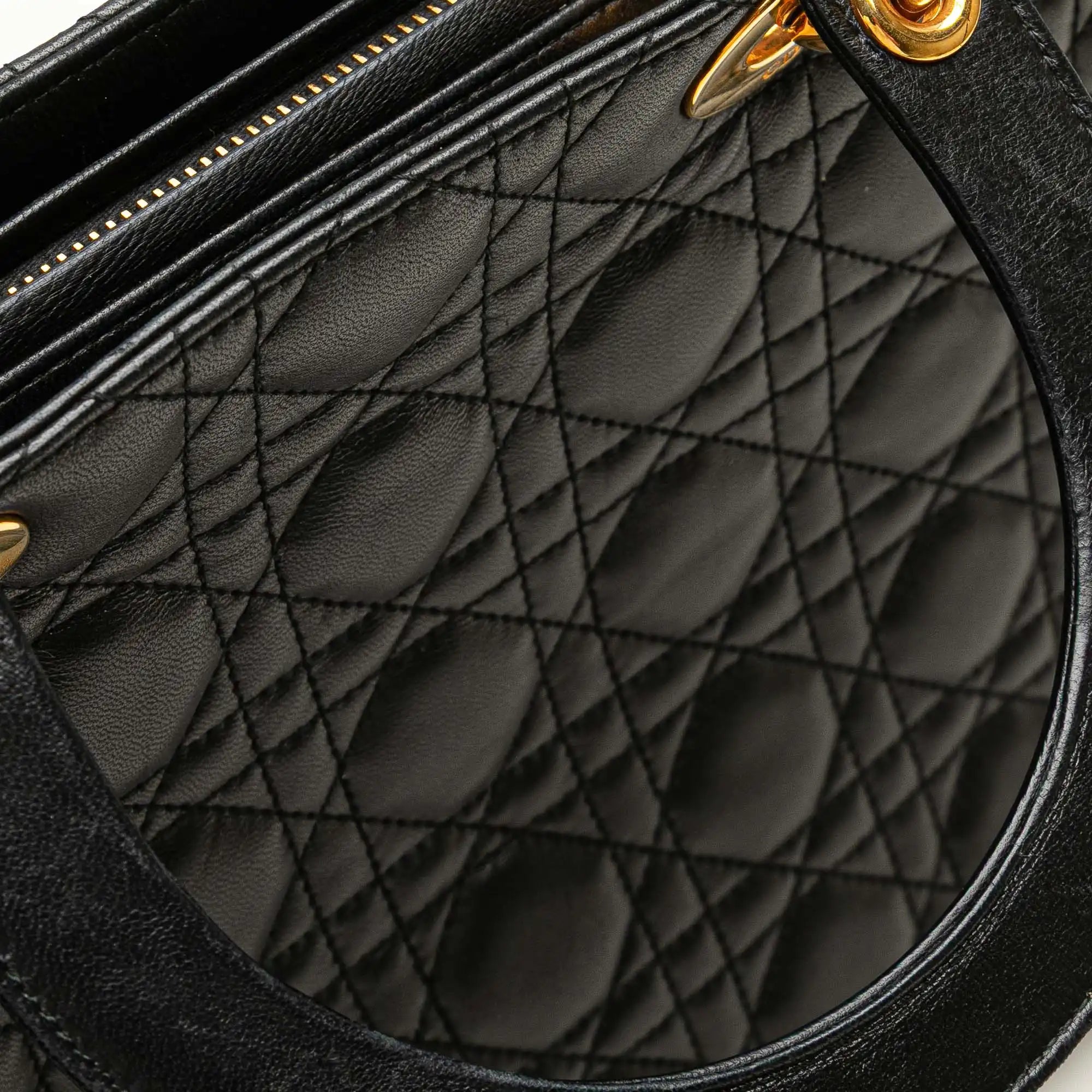 Dior Lady Dior Large Black Cannage Lambskin Gold