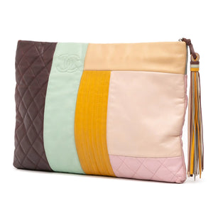 Chanel O Case Clutch Large Colorblock Patchwork Lambskin