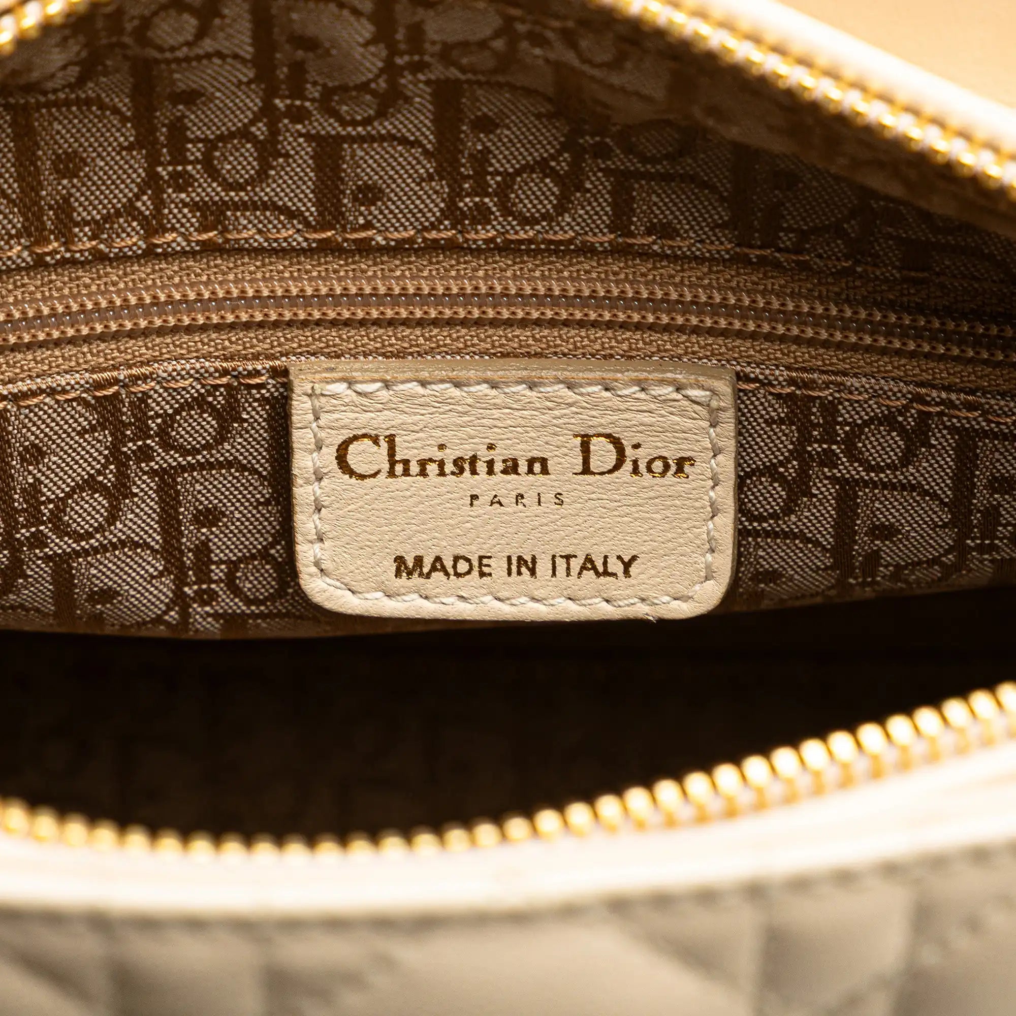 Dior Lady Dior Medium White Cannage Lambskin Gold