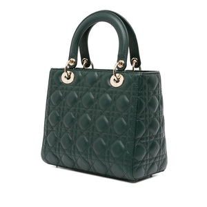 Dior Lady Dior Medium Dark Green Lambskin Gold
