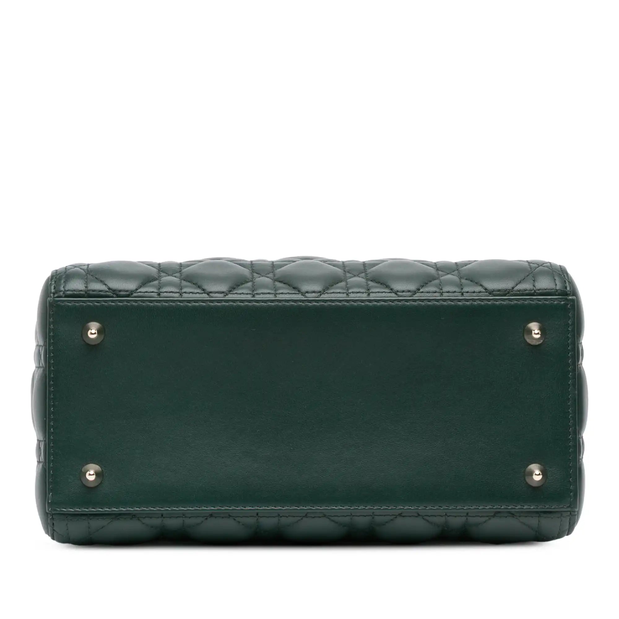 Dior Lady Dior Medium Dark Green Lambskin Gold