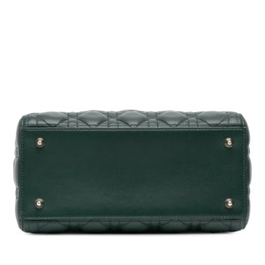 Dior Lady Dior Medium Dark Green Lambskin Gold