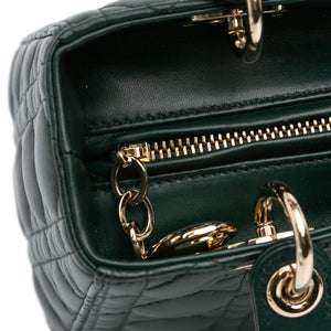 Dior Lady Dior Medium Dark Green Lambskin Gold