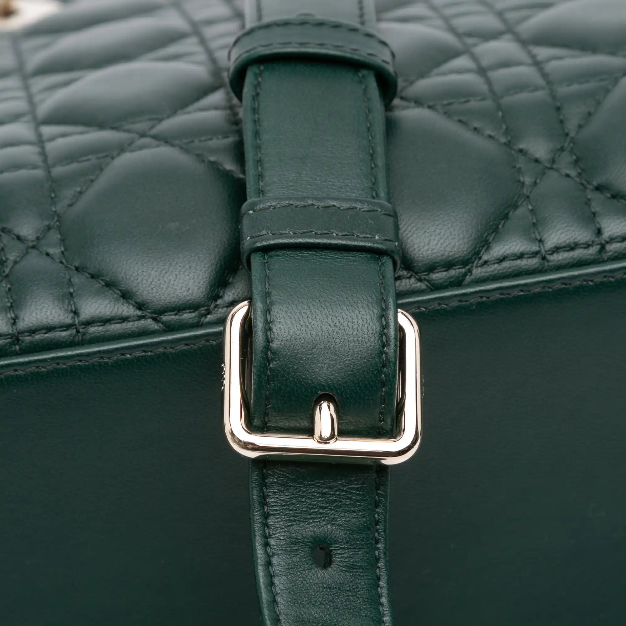 Dior Lady Dior Medium Dark Green Lambskin Gold