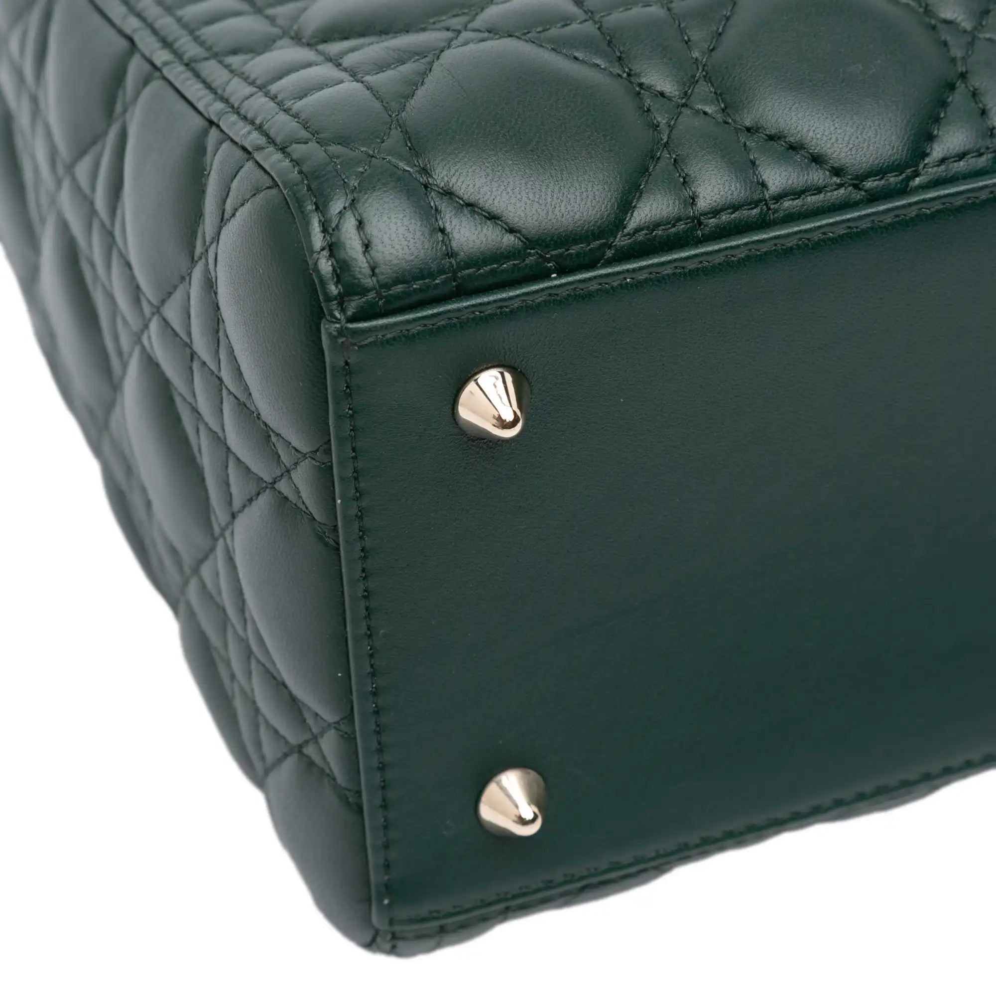 Dior Lady Dior Medium Dark Green Lambskin Gold