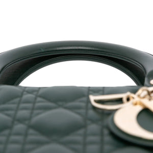Dior Lady Dior Medium Dark Green Lambskin Gold
