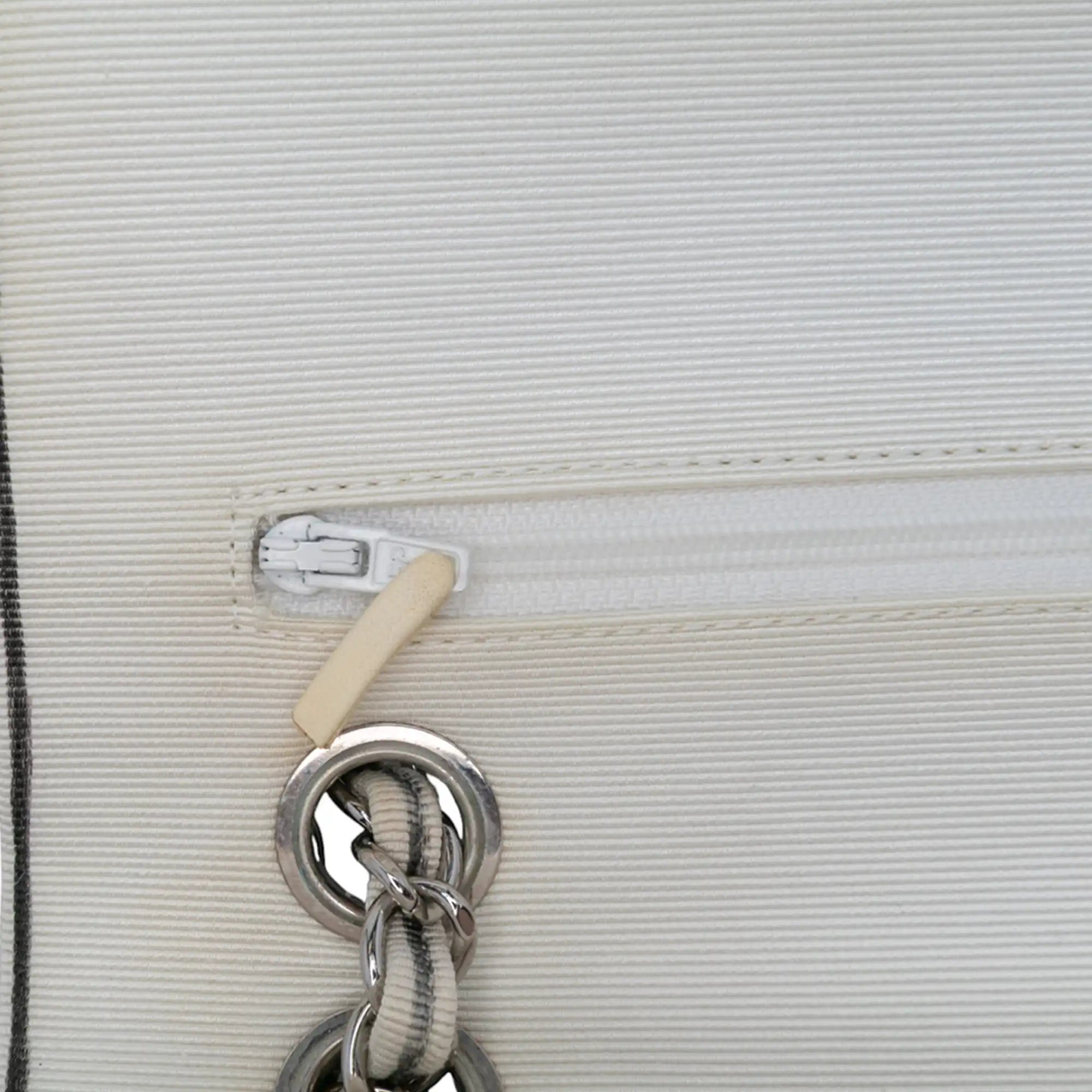 Chanel Classic Double Flap Medium Nylon Printed Grosgrain Nylon Silver