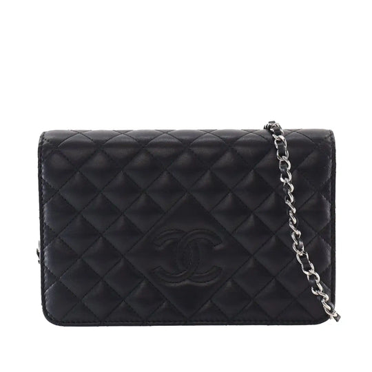 Chanel WOC Black Diamond Lambskin Silver