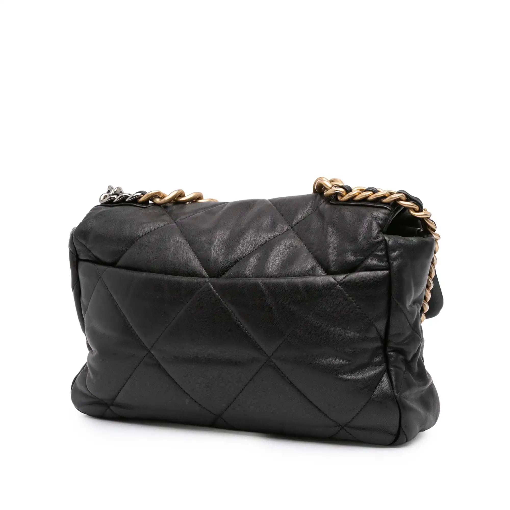 Chanel 19 Flap Large Black Lambskin Gold Ruthenium