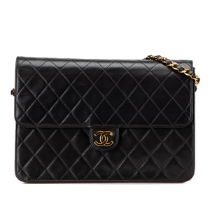 Chanel Classic Single Flap Medium Black Lambskin Gold
