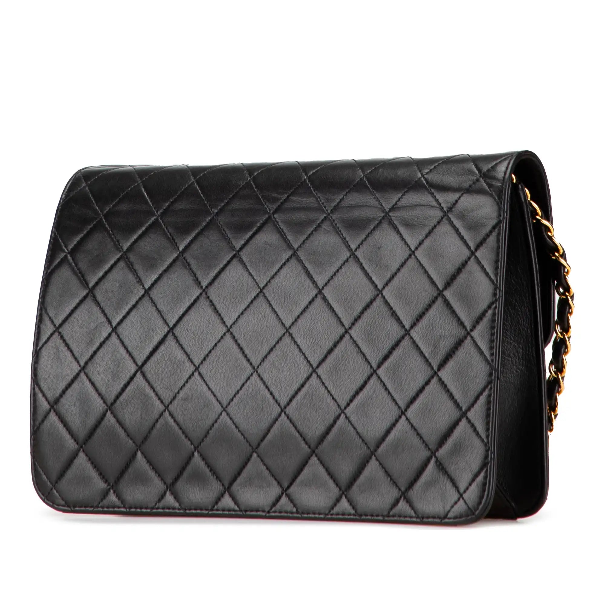 Chanel Classic Single Flap Medium Black Lambskin Gold