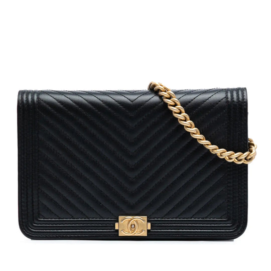 Chanel WoC Boy Black Chevron Calfskin Gold