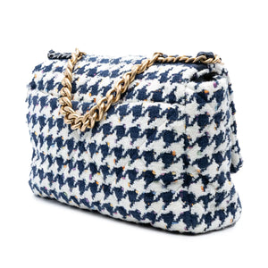 Chanel 19 Flap Bag Maxi Multicolor Houndstooth Tweed Gold