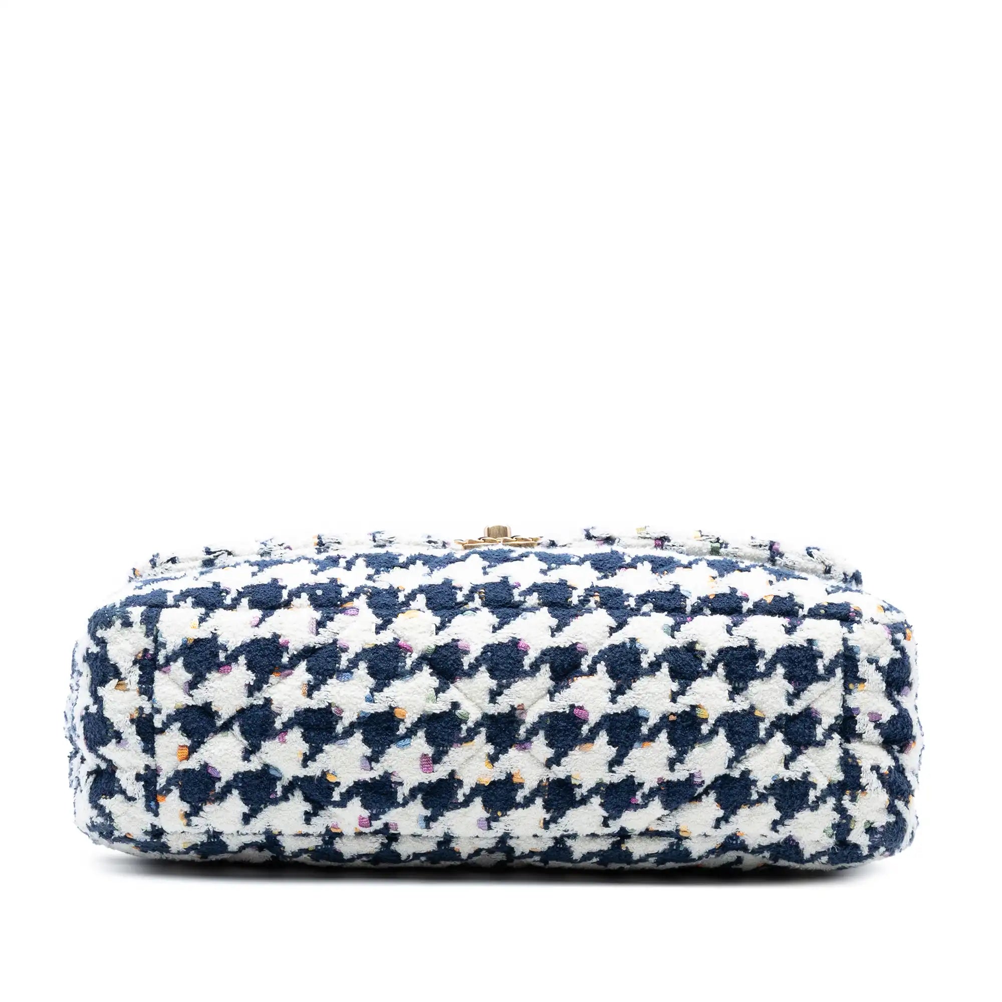 Chanel 19 Flap Bag Maxi Multicolor Houndstooth Tweed Gold