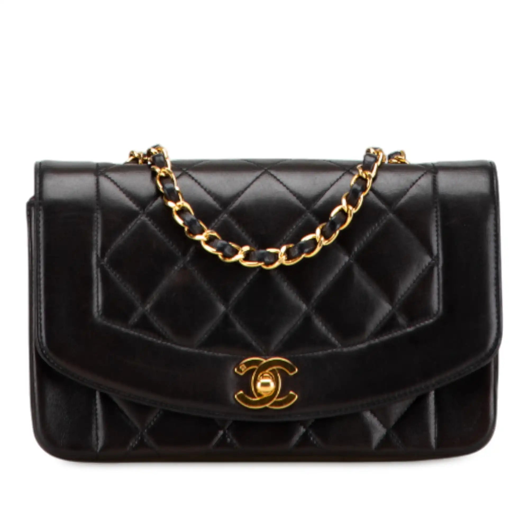 Chanel Diana Small Black Lambskin Gold