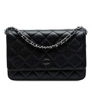 Chanel WOC Black Caviar Silver