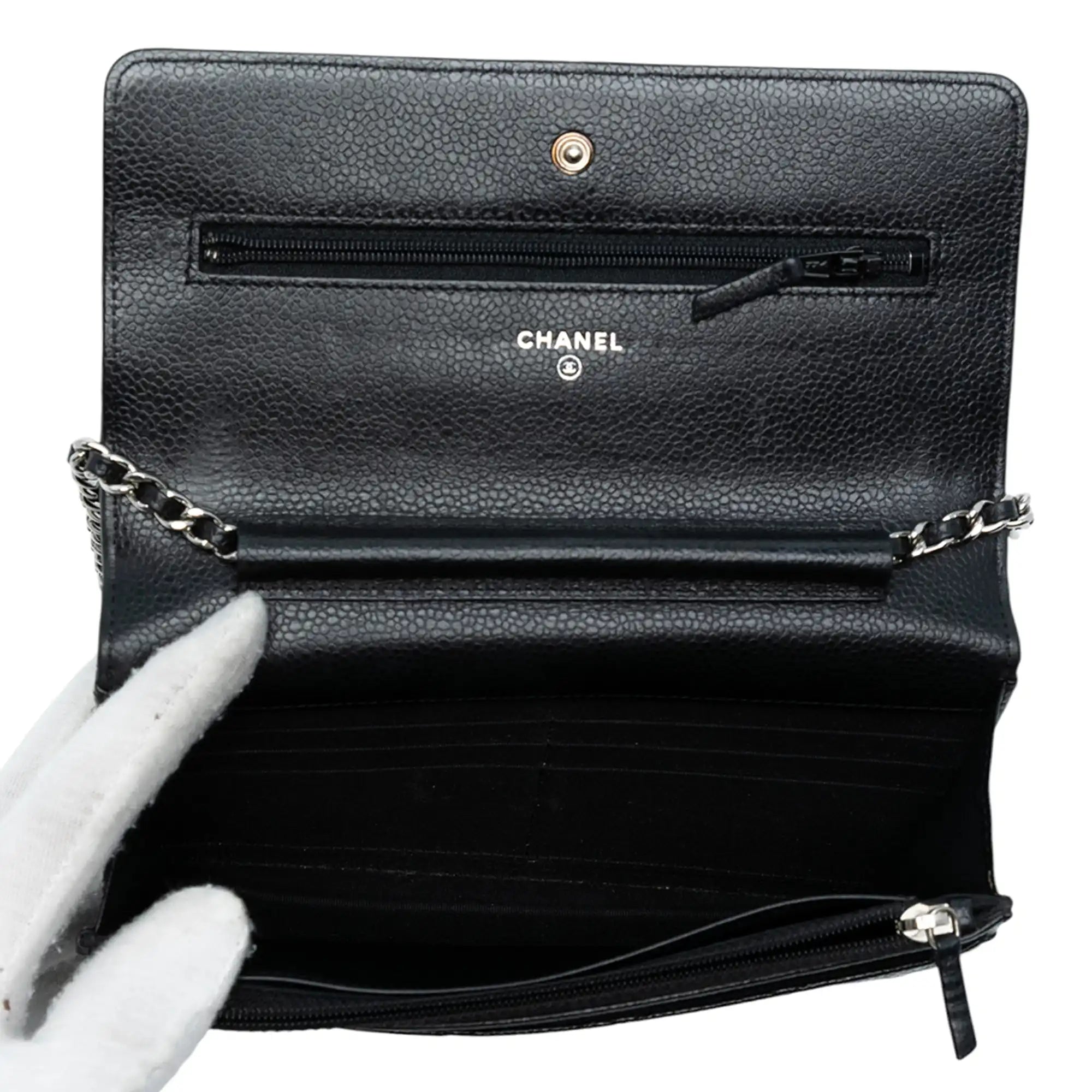 Chanel WOC Black Caviar Silver