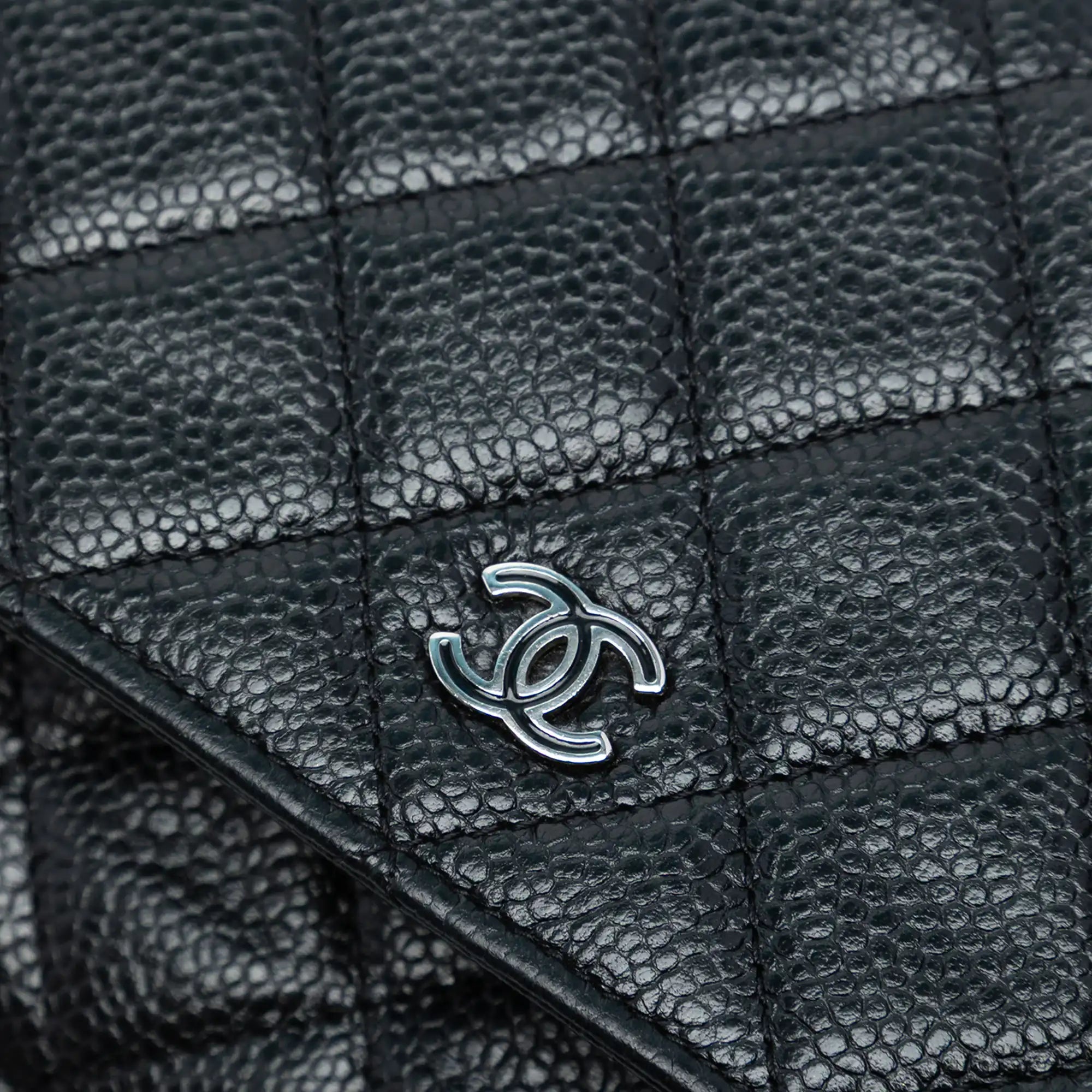 Chanel WOC Black Caviar Silver