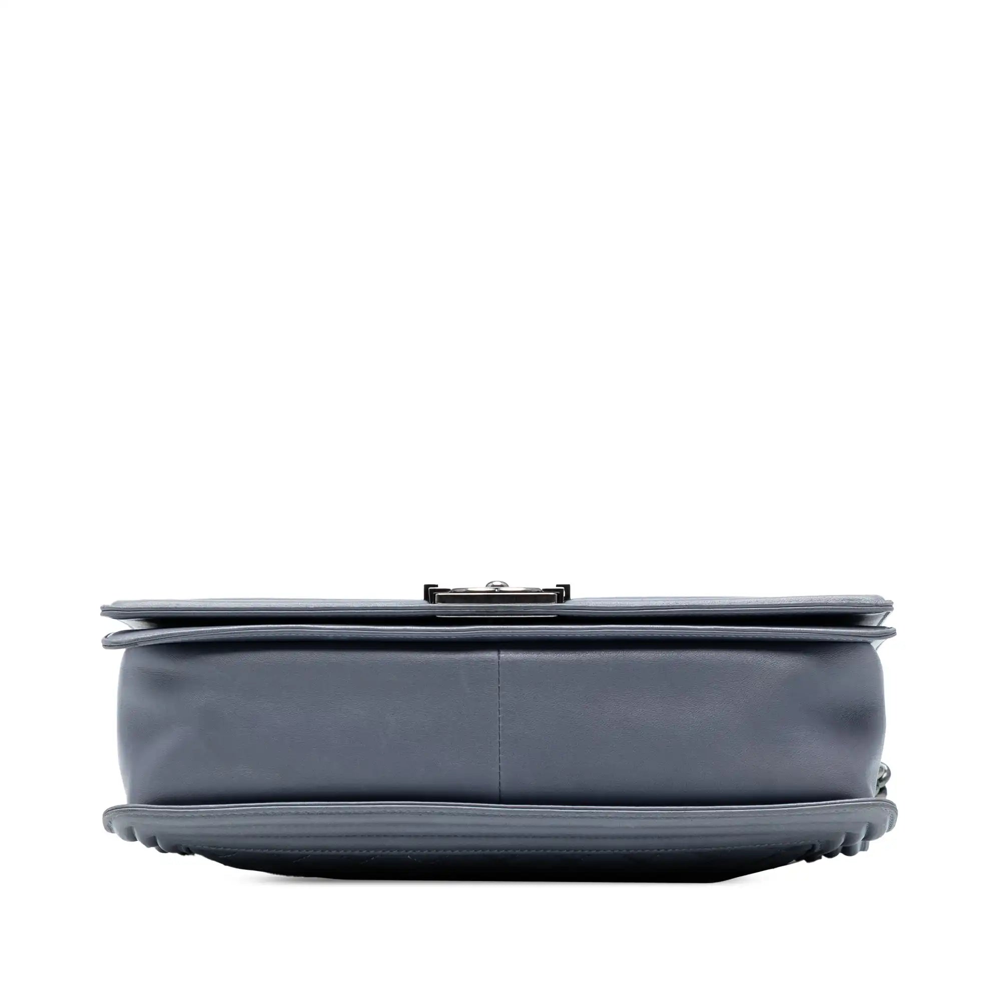 Chanel Boy Flap Large Grey Lambskin Ruthenium