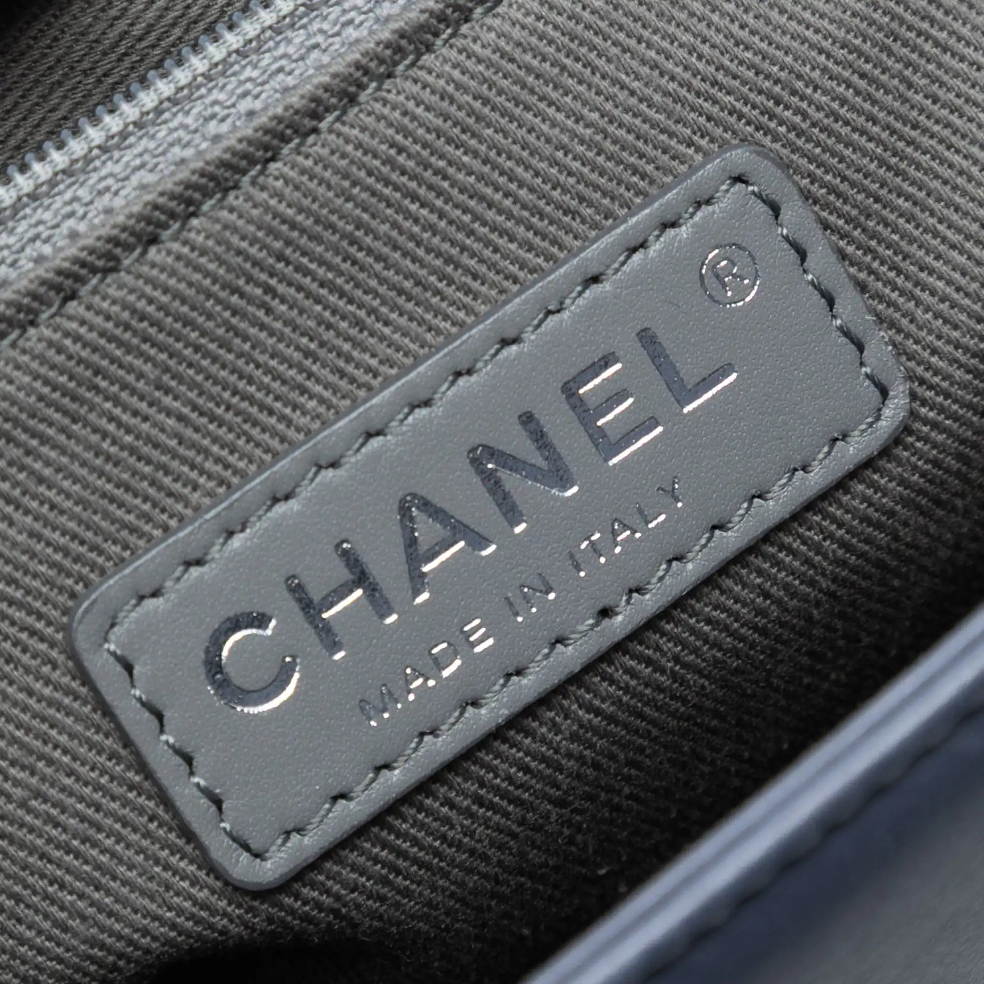 Chanel Boy Flap Large Grey Lambskin Ruthenium