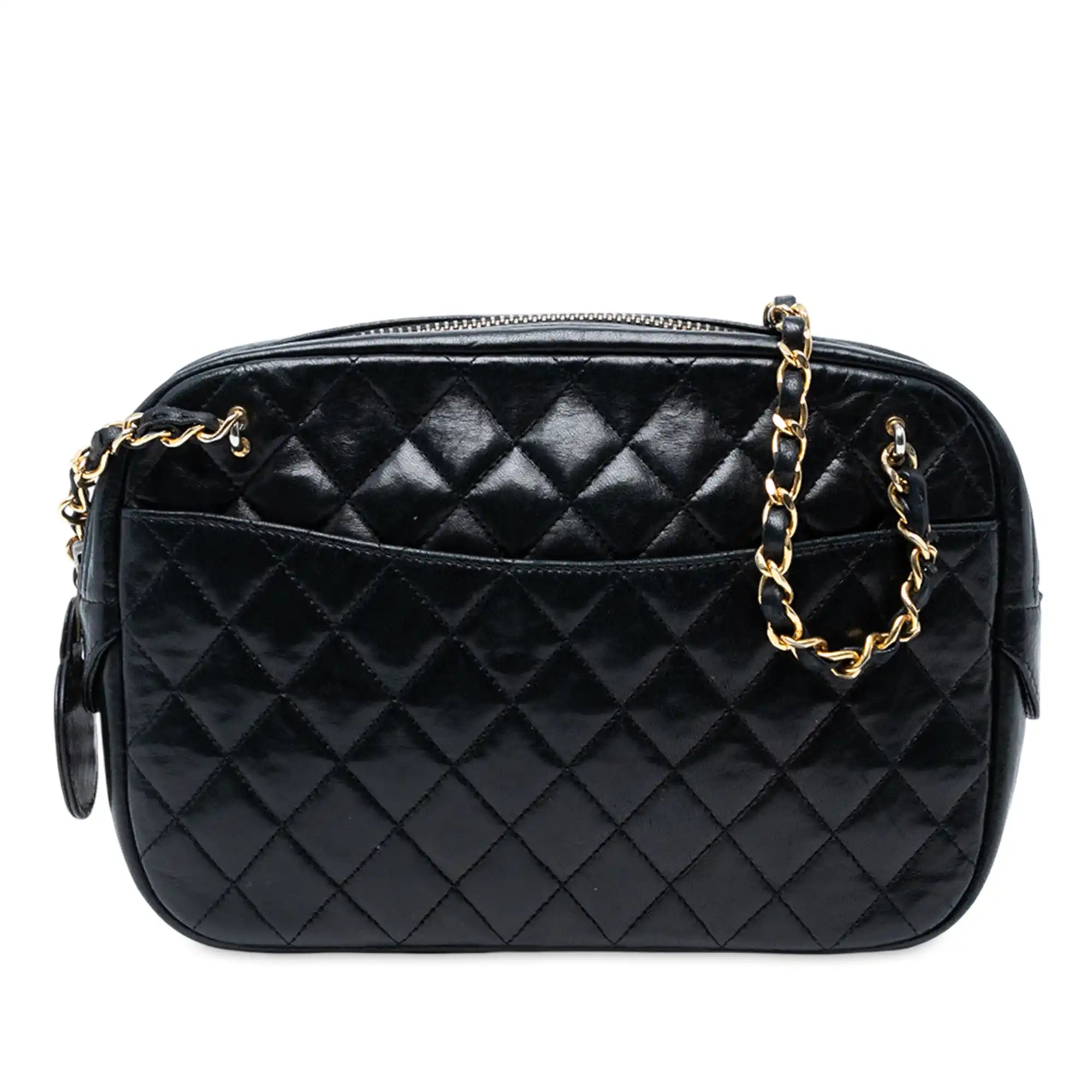 Chanel Camera Bag Black Lambskin Gold