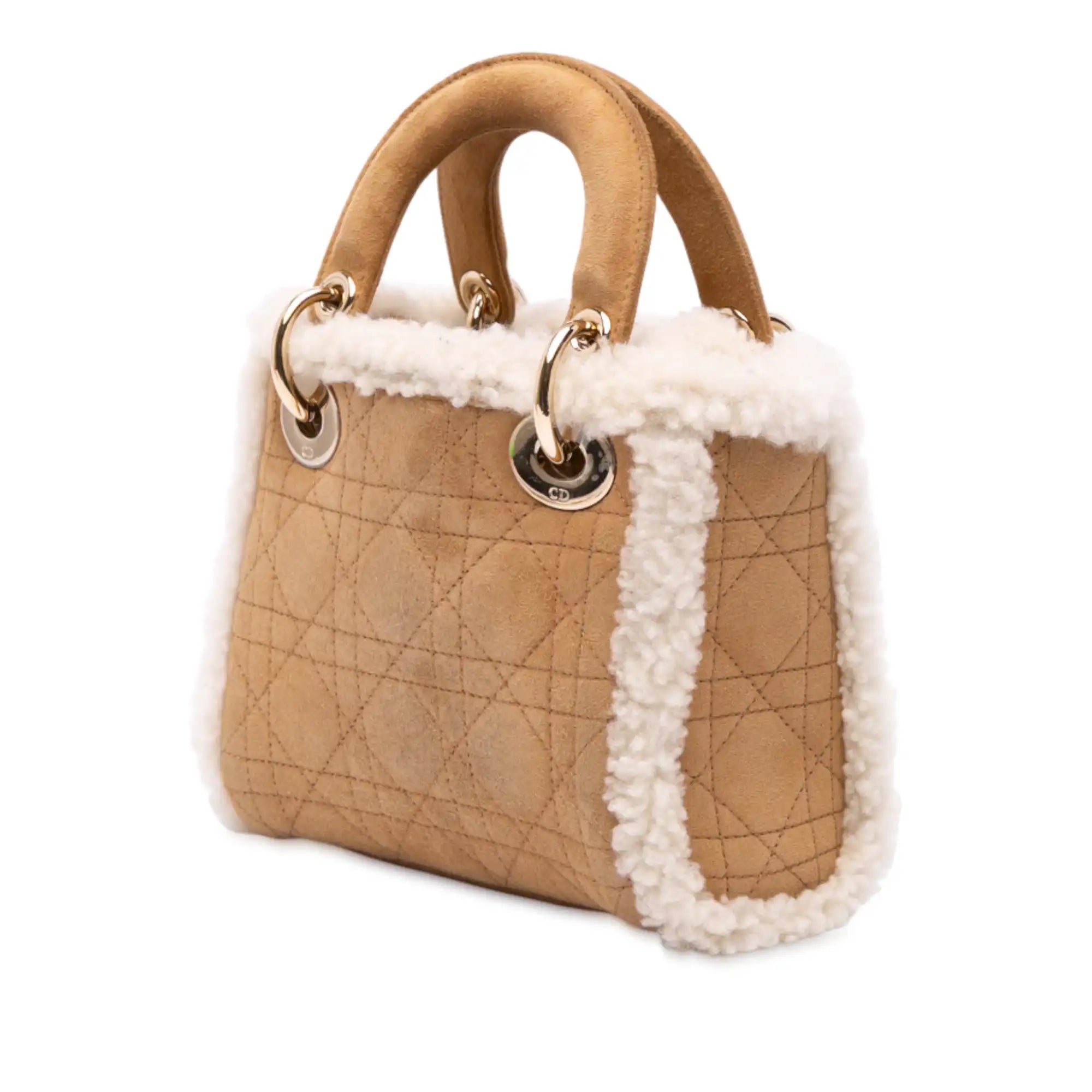Dior Lady Dior Mini Suede Shearling Cannage