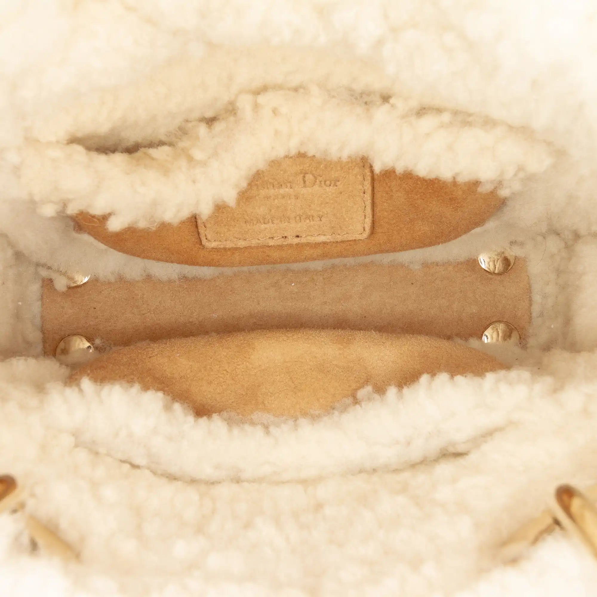 Dior Lady Dior Mini Suede Shearling Cannage