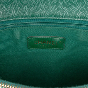 Chanel Coco Handle Flap Bag Medium Green Caviar Aged Gold