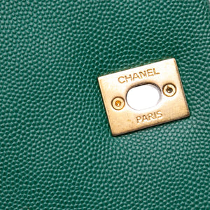 Chanel Coco Handle Flap Bag Medium Green Caviar Aged Gold
