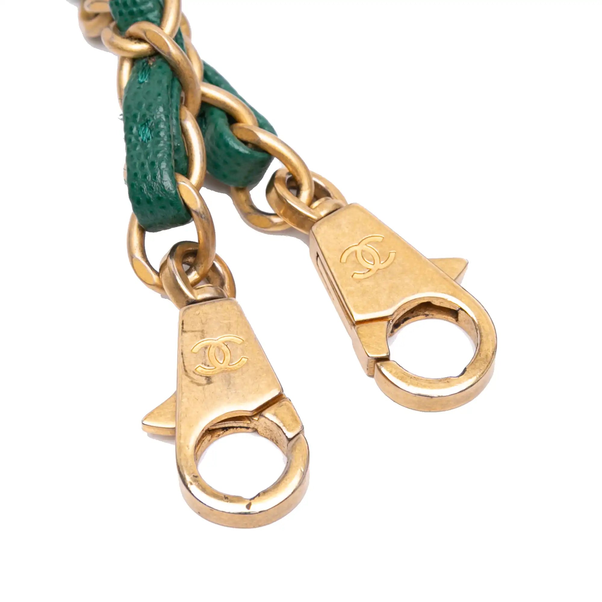Chanel Coco Handle Flap Bag Medium Green Caviar Aged Gold