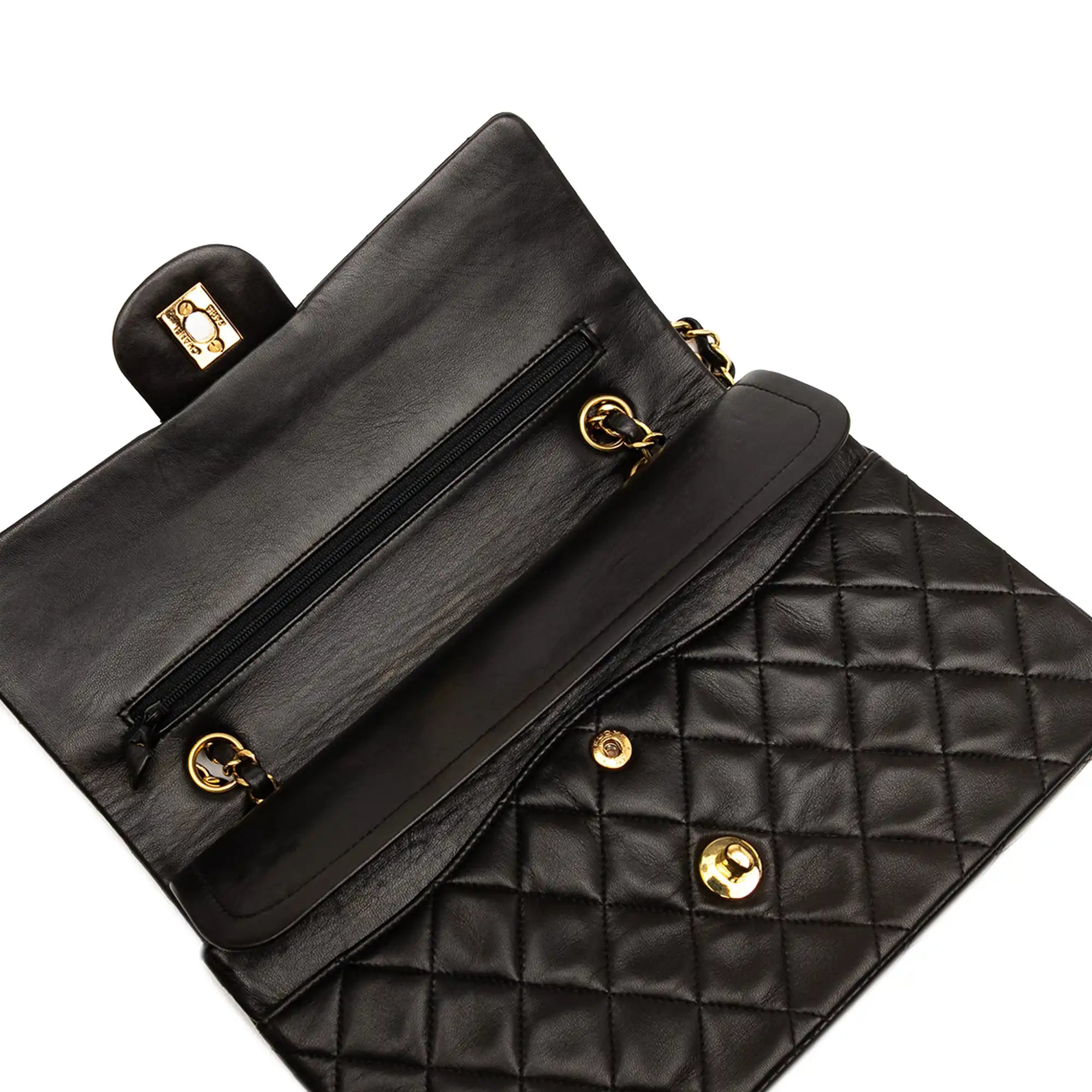 Chanel Classic Double Flap Medium Black Lambskin Gold