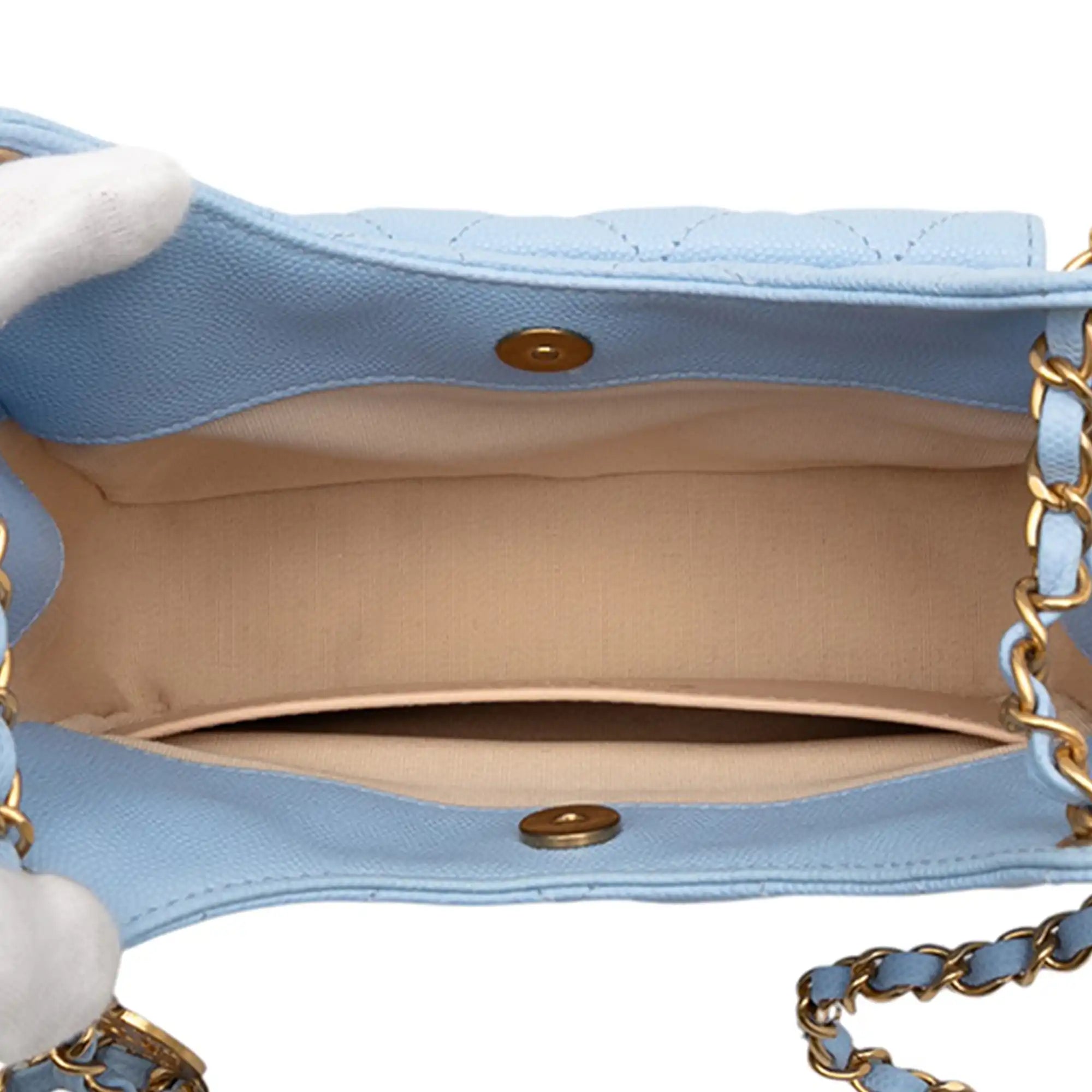 Chanel Wavy CC Hobo Small Blue Caviar Gold