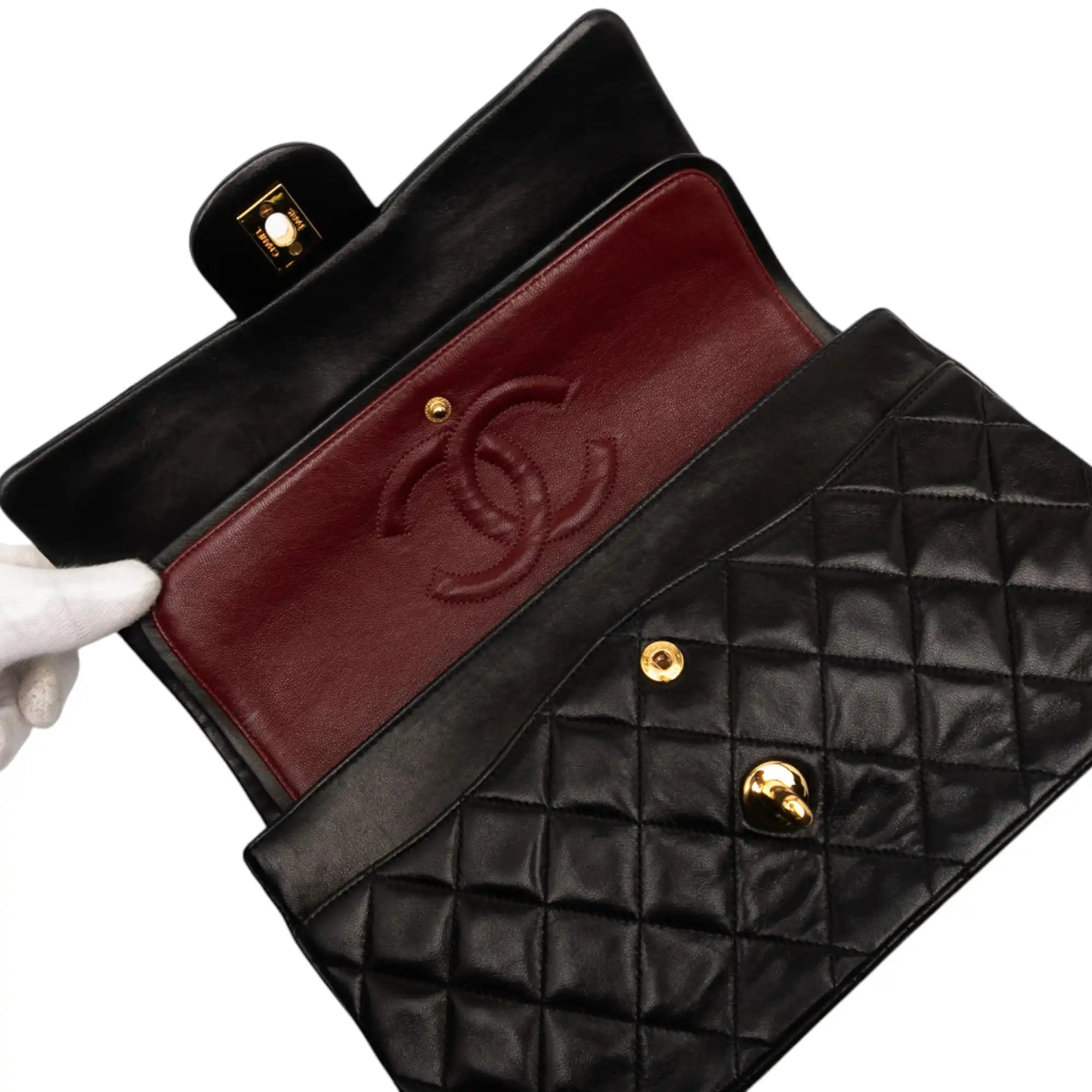Chanel Classic Double Flap Medium Black Lambskin Gold