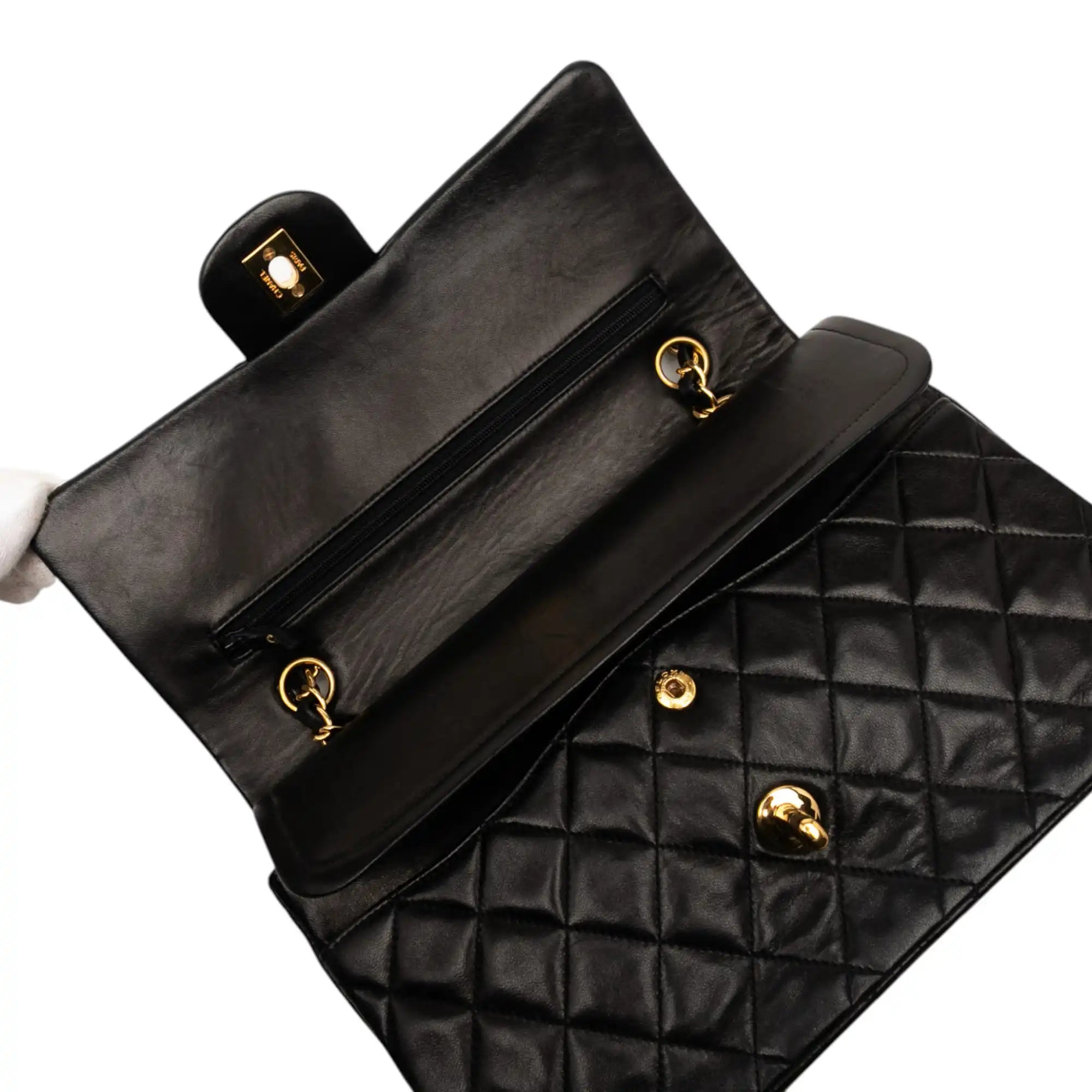 Chanel Classic Double Flap Medium Black Lambskin Gold