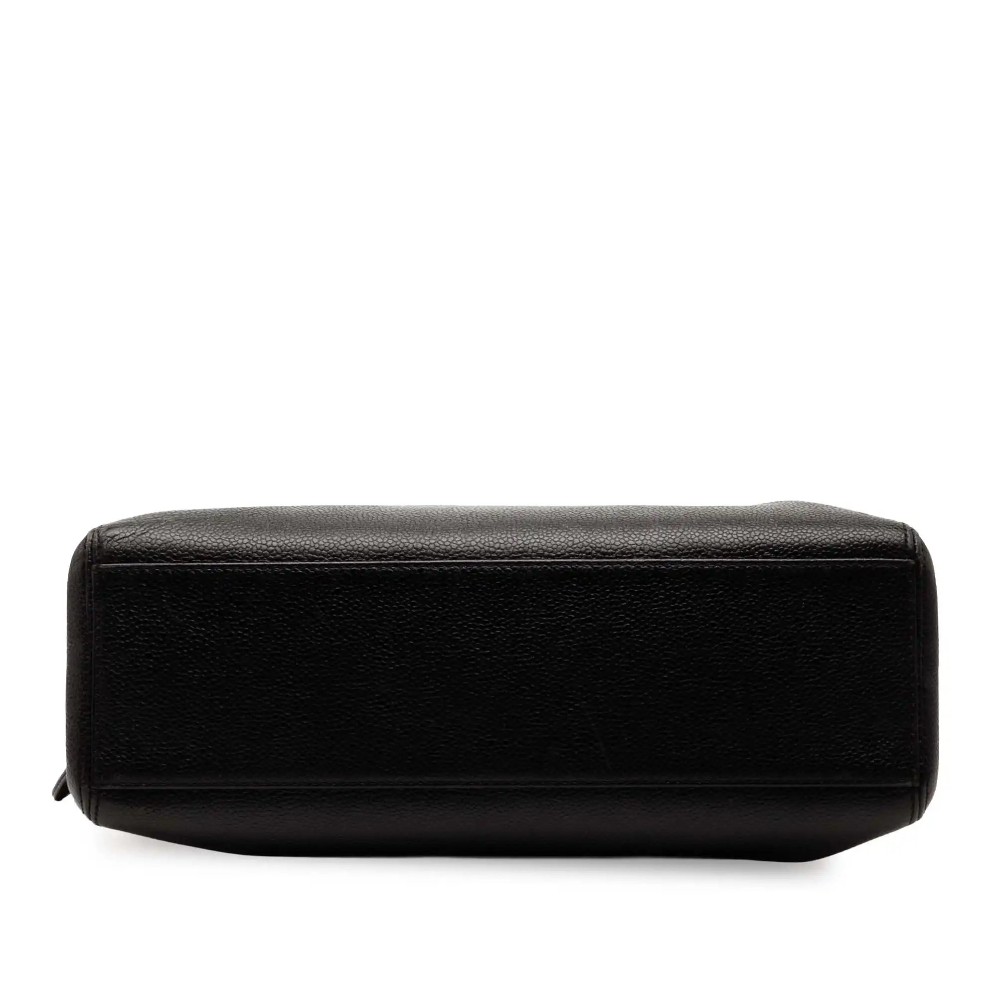 Chanel Logo Chain Tote Black Caviar