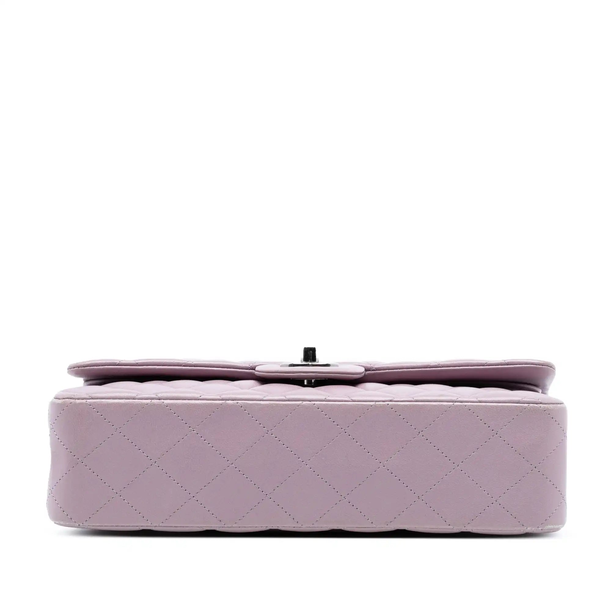 Chanel Classic Double Flap Medium Purple Lambskin Silver